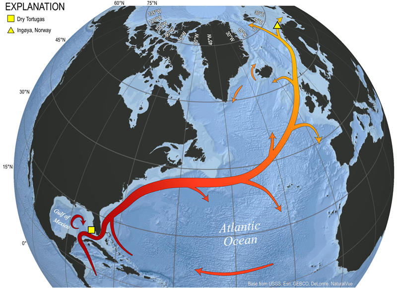 墨西哥湾流/北大西洋暖流示意图